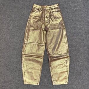 GANNI Foil Stary Jeans in Gold
